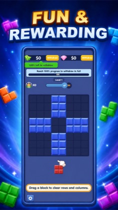 Fun and rewarding gameplay — drag a block to clear rows and columns