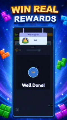 Win streak rewards — well done screen with score ring